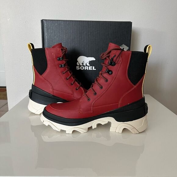 Sorel Women's Brex Lace -Up Waterproof Boots Red/Black - Picture 6 of 8